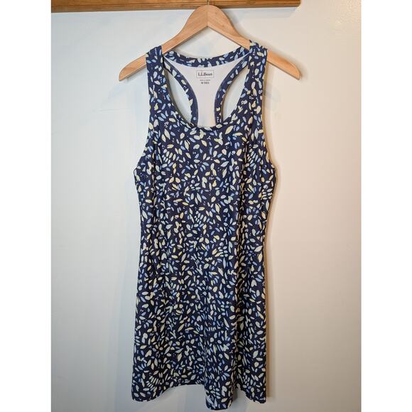L.L. Bean Dresses & Skirts - L.L.Bean Navy Blue Floral Racerback Tank Dress Casual Summer Medium
